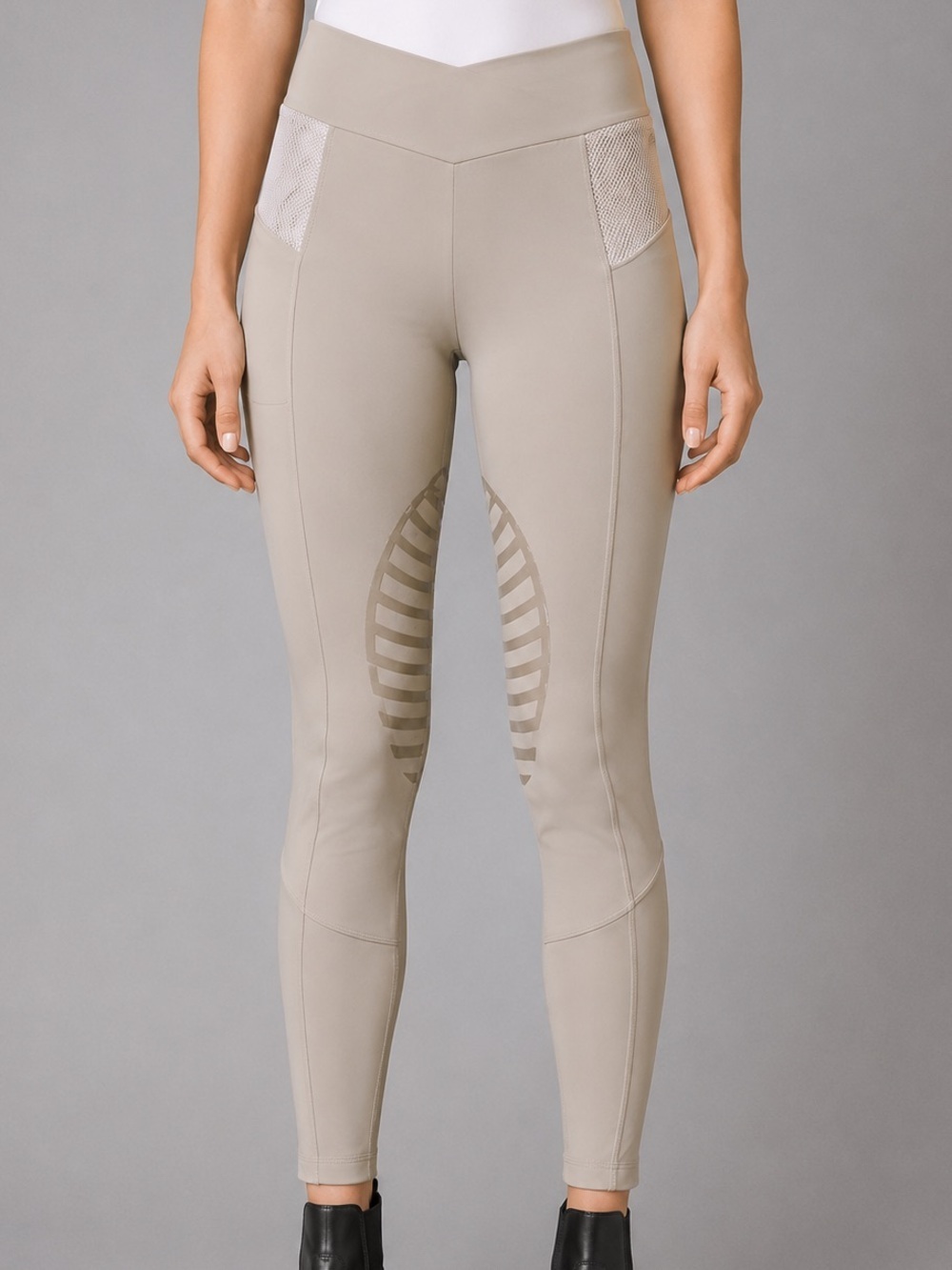 HR Farm Beige Riding Leggings Silicone Grip Equestrian Tights
